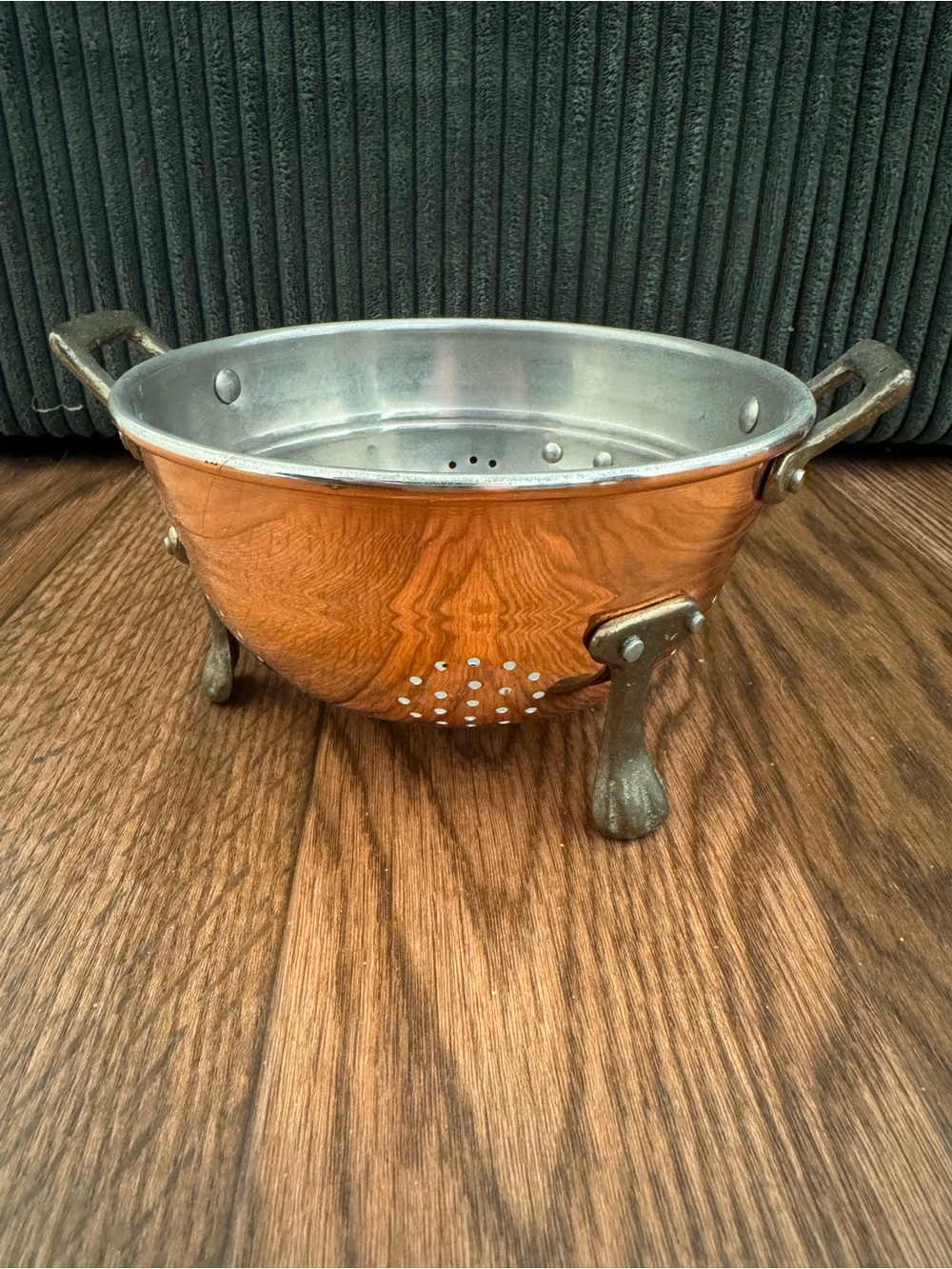 Copper & Brass Footed Colander
